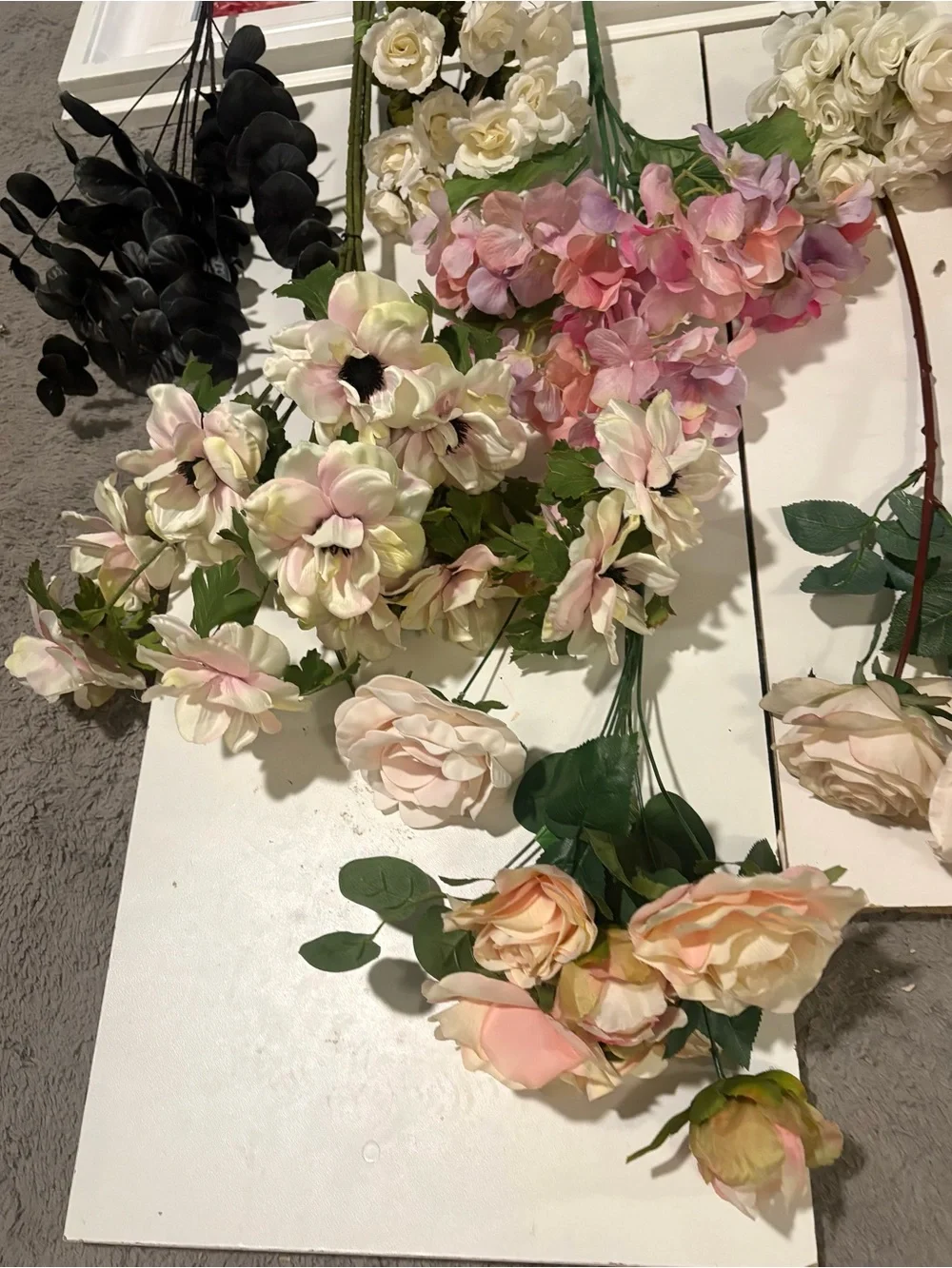 Huge bundle of mixed faux flowers, real touch, silk flowers for crafts, home dec